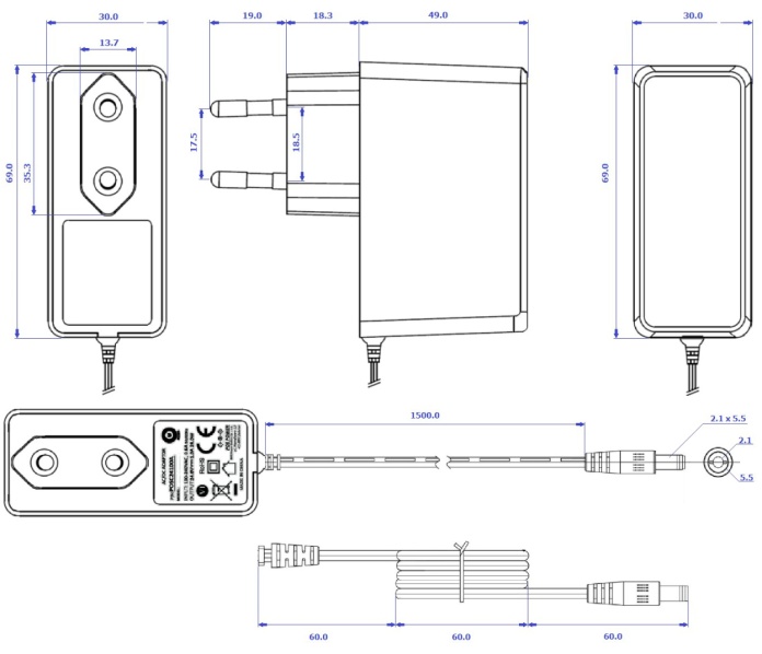 Rysunek techniczny zasilacza POSC24100A